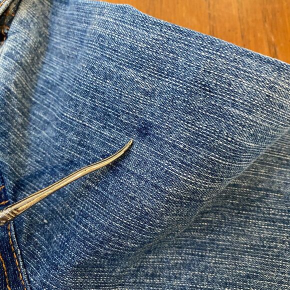 Y2K Cropped Denim Jean Jacket Destiny Jeans Large Blue Festival Streetwear Retro - Picture 6 of 10